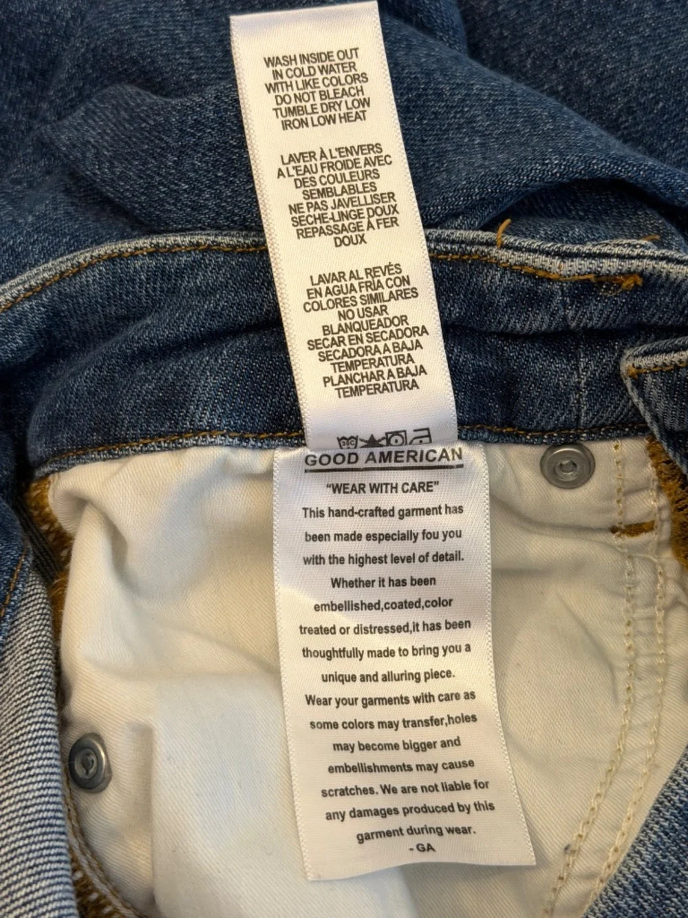 GOOD AMERICAN Good Waist Palazzo Jeans 4/27 Med Wash Excel Lightly Worn Cond.